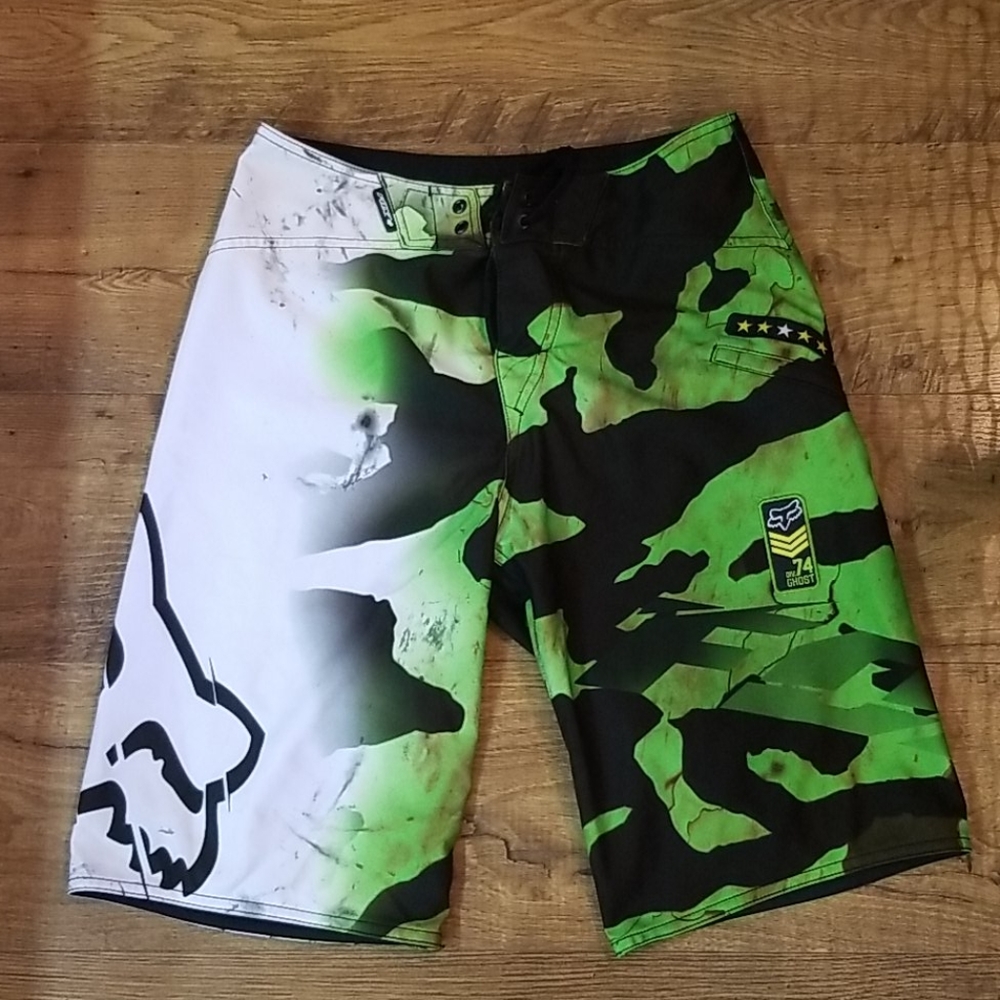 Fox green camo military boardshorts